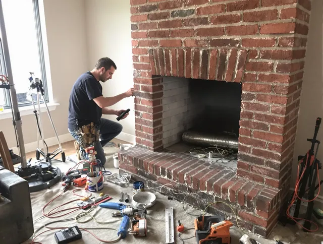St. Simons Chimney Sweep specialist finalizing chimney liner service in St. Simons, GA