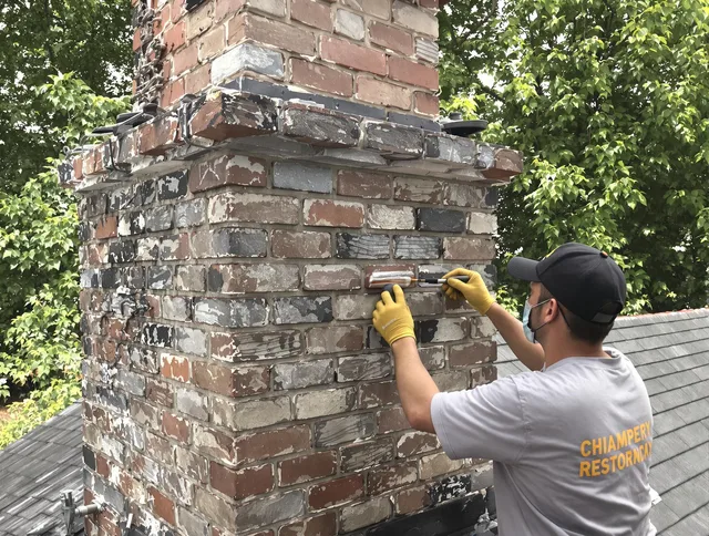 In-progress chimney restoration by St. Simons Chimney Sweep in St. Simons, GA