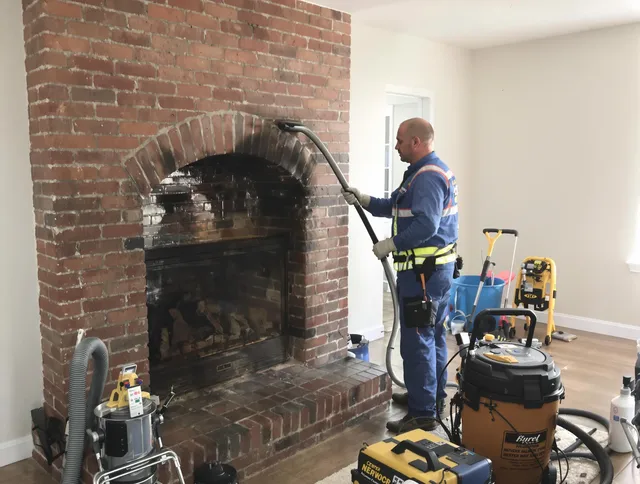 St. Simons Chimney Sweep expert performing detailed chimney sweep in St. Simons, GA