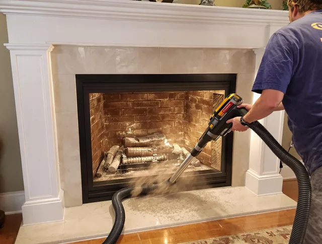 Fireplace cleaning performed by St. Simons Chimney Sweep in St. Simons, GA